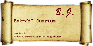 Bakró Jusztus névjegykártya